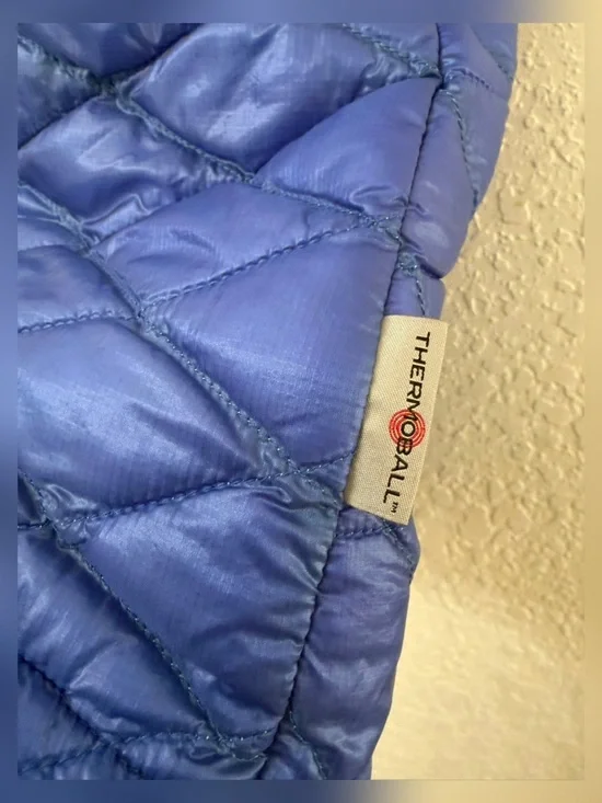 The North Face Thermoball Quilted Blue Vest with Lime Accents - S - Picture 6 of 10